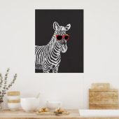 Coole niedliche Zebraweiße Skizze mit Brille Poster (Küche)