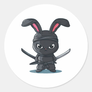 Coole Ninja-Hasen-Kostüm für lustigen Samurai-Oste Runder Aufkleber