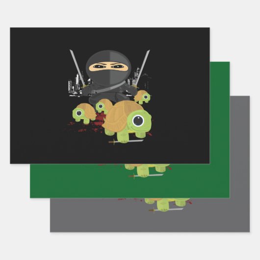 Coole Ninja- und Turtle Warriors-Stadtszene-Gesche Geschenkpapier Set (Set)
