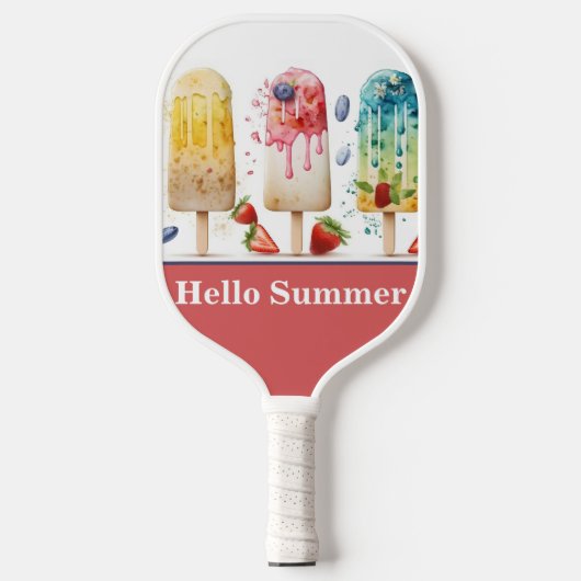Coole Obstblüten, HELLO SOMMER Pickleball Schläger (Vorderseite)