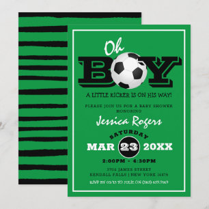 Coole 'Oh Boy' Fußball-Sport-Baby-Party Einladung