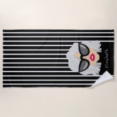 Coole Oma-Frau mit Brille-Individuelle Name Strandtuch (Vorderseite)