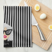 Coole Oma mit Brille-Individuelle Name Geschirrtuch (Viertel Falte)