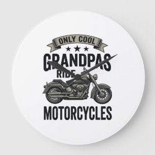 Coole Omas fahren Motorrad Vintage Biker-Shirt Große Wanduhr