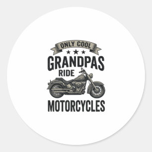Coole Omas fahren Motorrad Vintage Biker-Shirt Runder Aufkleber