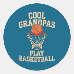 Coole Opa spielen Basketball Opa Runder Aufkleber