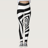 Coole optische Illusion Schwarz und Weiß Leggings (Vorderseite)
