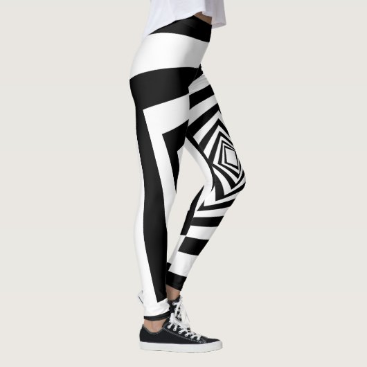 Coole optische Illusion Schwarz und Weiß Leggings (Rechts)