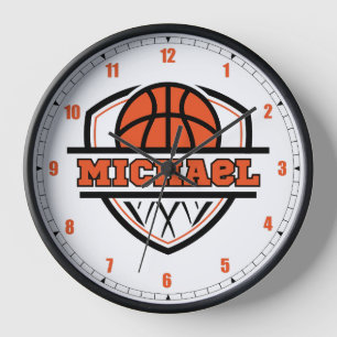 Coole Orange Black Basketball Sportmauer Uhr