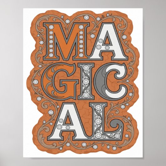 Coole Orange MAGISCHE Zitat Gestaltung Poster (Vorne)