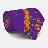COOLE ORANGE ROSE & FLAMINGO BIRDS LILA NECK TIE KRAWATTE (Gerollt)