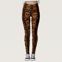 Coole orange Schädel auf schwarzen Leggings für