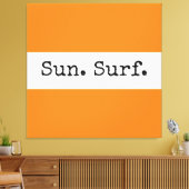 Coole, orange weiße Streifen Sonnensurftext Leinwanddruck (Insitu (Wohnzimmer))