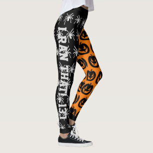 Coole Orangen- und Schwarzspinnen und Pumpkins Leggings