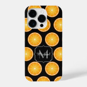 Coole Orangenfruchtscheiben schwarz Monogramm iPhone Hülle (Rückseite)