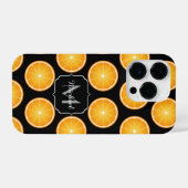 Coole Orangenfruchtscheiben schwarz Monogramm iPhone Hülle (Rückseite (Horizontal))