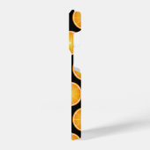 Coole Orangenfruchtscheiben schwarz Monogramm iPhone Hülle (Linke Seite)