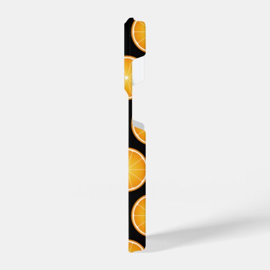 Coole Orangenfruchtscheiben schwarz Monogramm iPhone Hülle (Linke Seite)