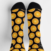 Coole Orangenfruchtscheiben schwarz Monogramm Socken (Oben)