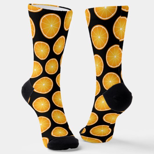 Coole Orangenfruchtscheiben schwarz Monogramm Socken (Gewinkelt)