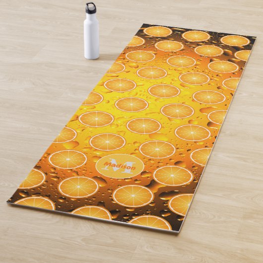 Coole Orangenscheiben Wassertropfen Monogramm Yogamatte (Beispiel)
