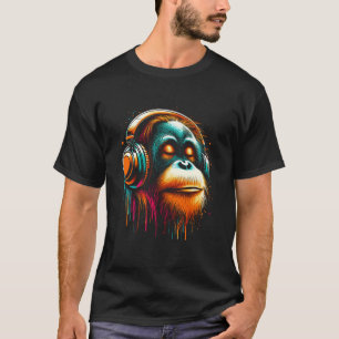 Coole Orangutan Headphone Music Art Weihnachten Ge T-Shirt