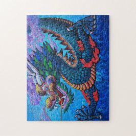 Coole orientalisch-bunt-drachenfarbene Ölmalerei Puzzle