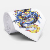 Coole orientalische blaue Drache- Krawatte (Gerollt)