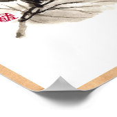 Coole orientalische Blume mit klassischer Wasserfa Poster (Ecke)