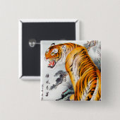 Coole orientalische chinesische flaumige Tiger Button (Vorne & Hinten)