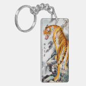 Coole orientalische Flauschig-Tiger-Aquarellfarbe Schlüsselanhänger (Vorderseite links)
