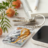 Coole orientalische Flauschig-Tiger-Aquarellfarbe Schlüsselanhänger (Vorderseite rechts)