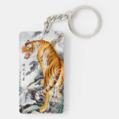 Coole orientalische Flauschig-Tiger-Aquarellfarbe Schlüsselanhänger (Rückseite)