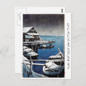 Coole orientalische Hasui Kawase Winterschneeszene Postkarte (Vorne/Hinten)