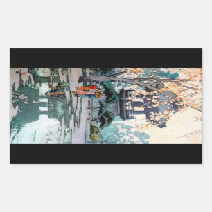Coole orientalische Hiroshi Yoshida japanische Sch Rechteckiger Aufkleber