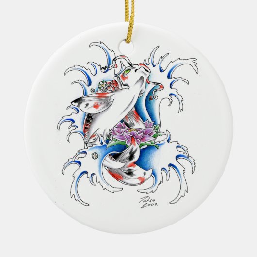 Coole orientalische Japaner Koi Keramikornament (Vorne)