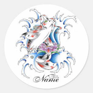 Coole orientalische Japaner Koi Runder Aufkleber
