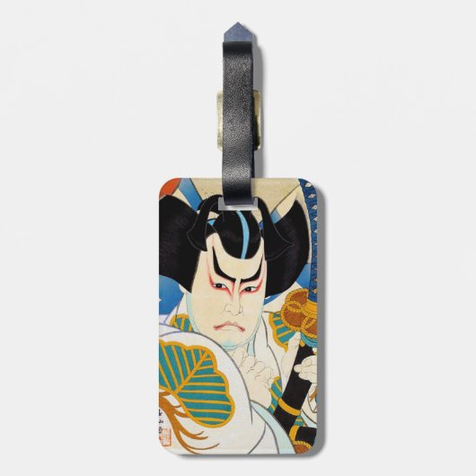 Coole orientalische Japaner Shunsen Kabuki Gepäckanhänger (Rückseite vertikal)