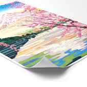 Coole orientalische japanische Fuji Frühlingskirsc Poster (Ecke)