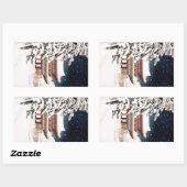 Coole orientalische japanische Hasui Kawase Winter Rechteckiger Aufkleber (Blatt)