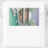 Coole orientalische japanische Hasui Kawase Winter Rechteckiger Aufkleber (Tasche)