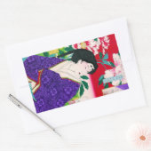 Coole orientalische japanische Holzschnitzgeisha L Rechteckiger Aufkleber (Umschlag)