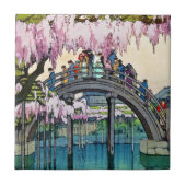 Coole orientalische japanische Kameido Bridge Yosh Fliese (Vorderseite)