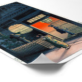 Coole orientalische japanische kasamatsu Nachtdörf Poster (Ecke)