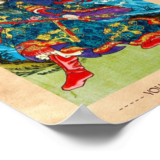 Coole orientalische japanische legendäre Kriegerin Poster (Ecke)