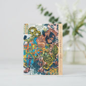 Coole orientalische japanische legendäre Kriegerin Postkarte (Stehend Vorderseite)