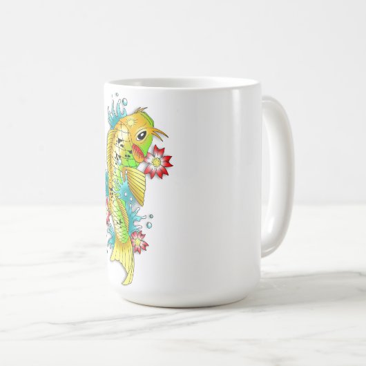 Coole orientalische japanische Regenbogen koi Kaffeetasse (VorderseiteRechts)