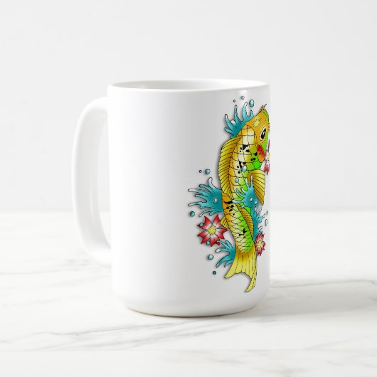 Coole orientalische japanische Regenbogen koi Kaffeetasse (Vorderseite Links)