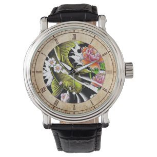 Coole orientalische japanische schwarze Tinte Armbanduhr