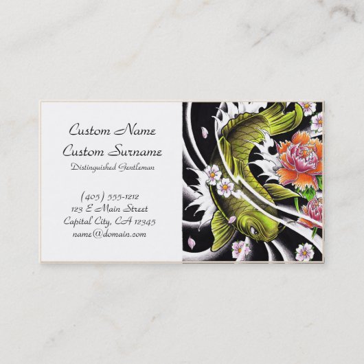 Coole orientalische japanische schwarze Tinte Visitenkarte (Vorderseite)